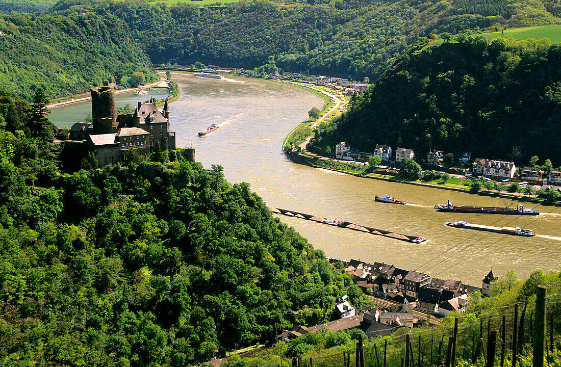 Europa, Deutschland, Rheinland-Pfalz, Sankt Goarshausen, Burg Katz am Rhein