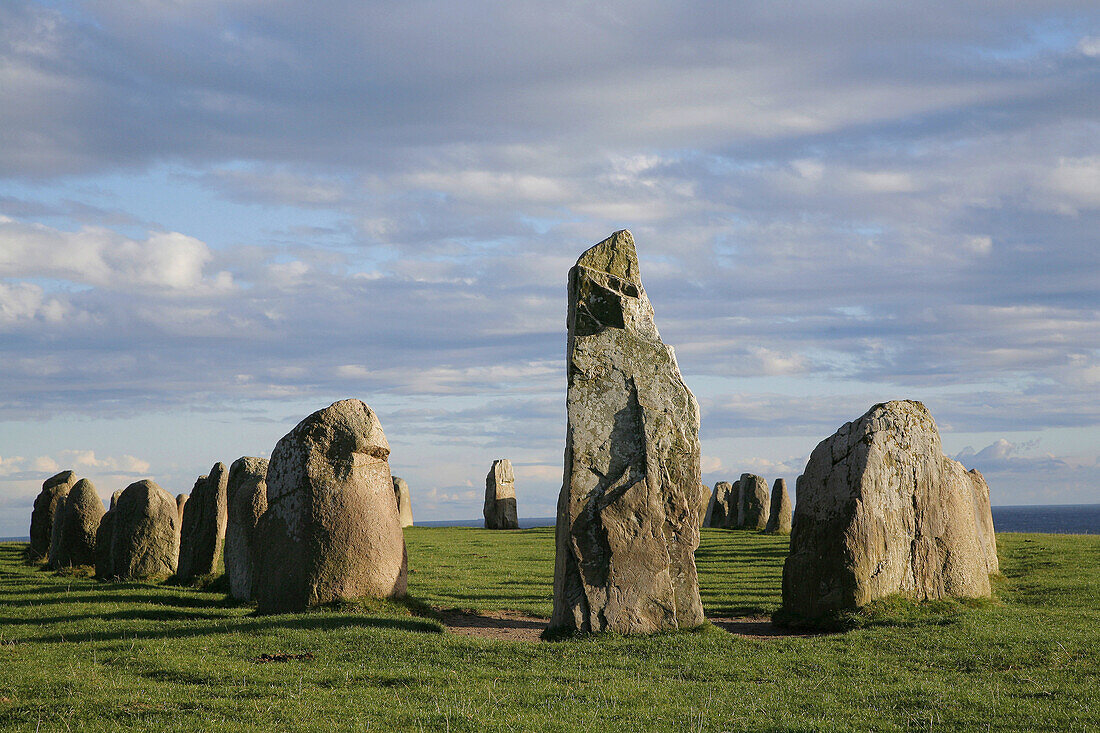 The Ale stones at Kåseberga, the largest stone formation in Sweden maybe used as a calendar