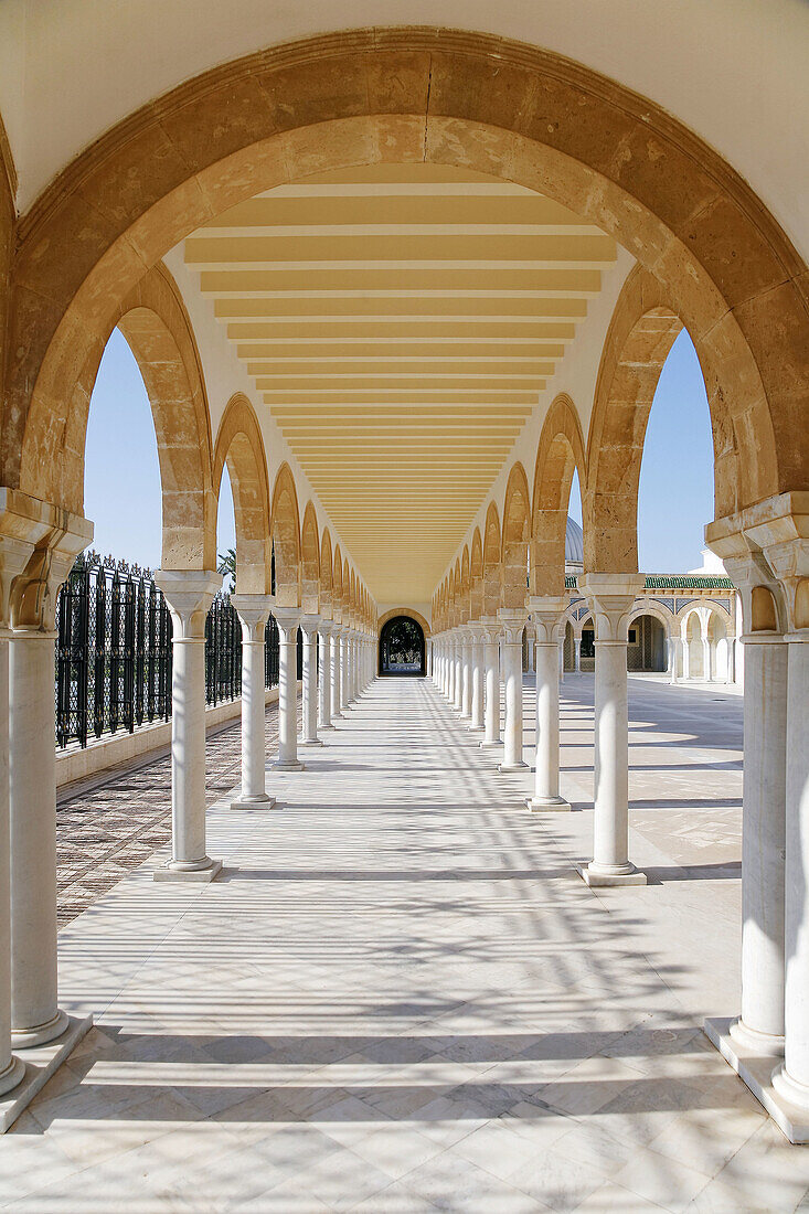 Arcade at Habib Bourguiba mausoleum in Monastir Tunisia Photo: André Maslennikov