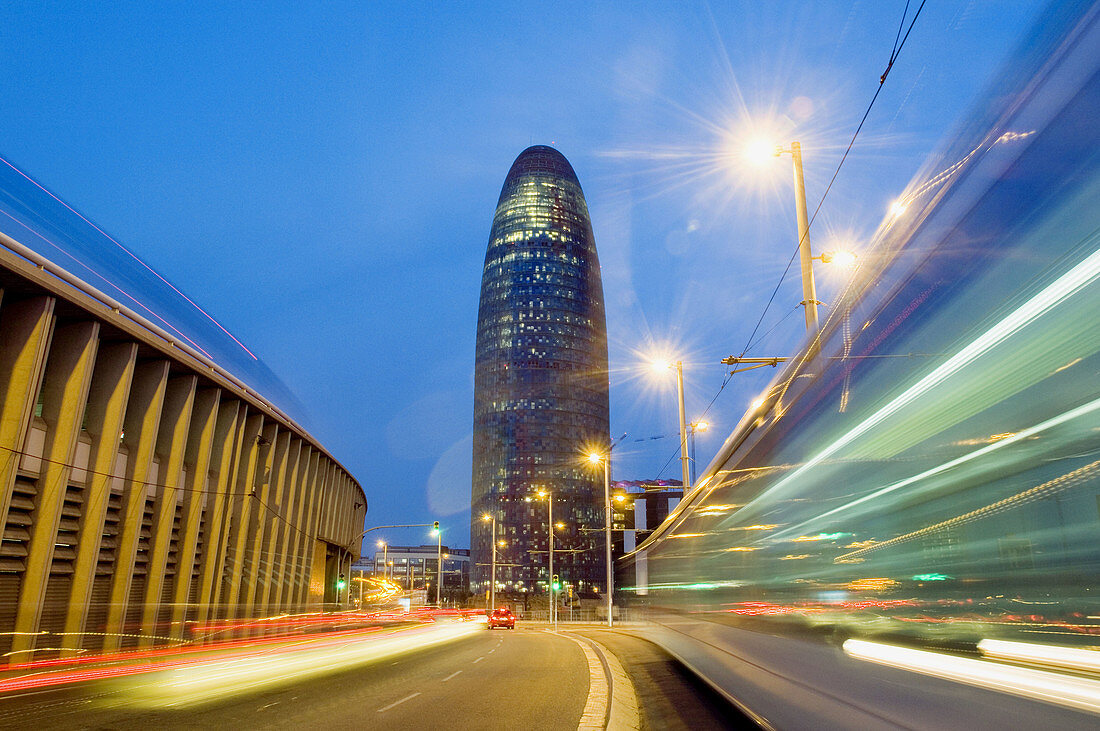 AGBAR (AGuas de BARcelona) tower by Jean Nouvel, Barcelona. Catalonia, Spain