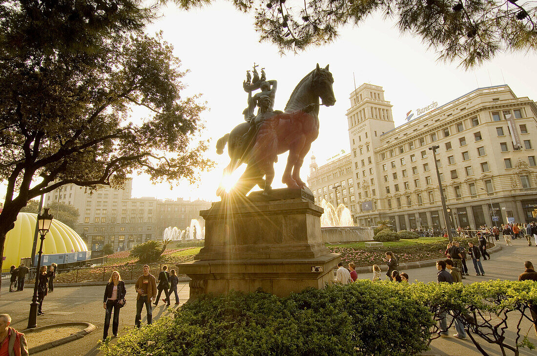 Plaça de Catalunya, Barcelona. Catalonia, Spain