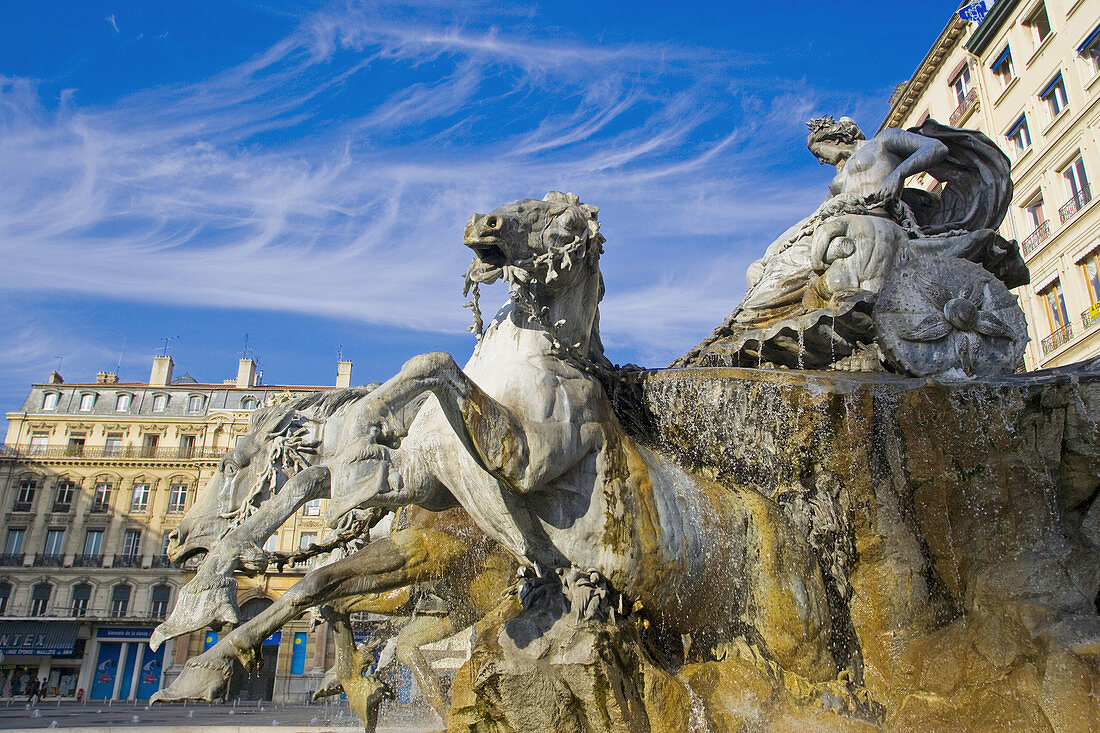 Place (square) des Terreaux, the 19th century fountain, Lyon. Rhône-Alpes, France