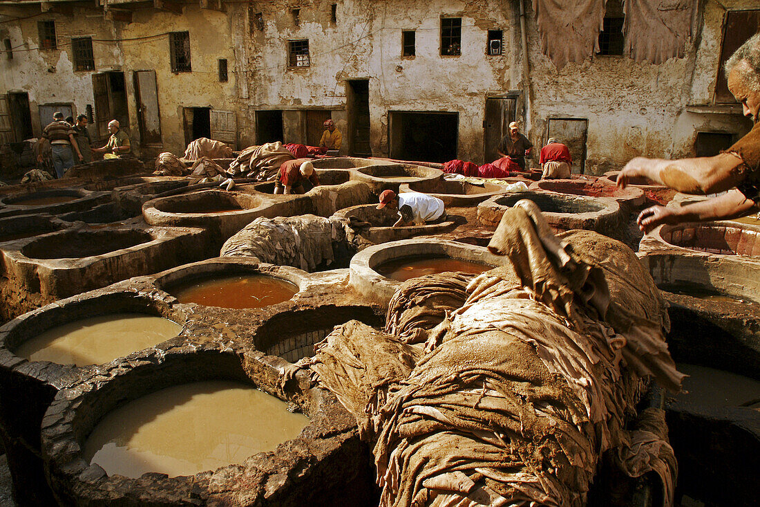 Chouara Tannery, at Fes. Morocco