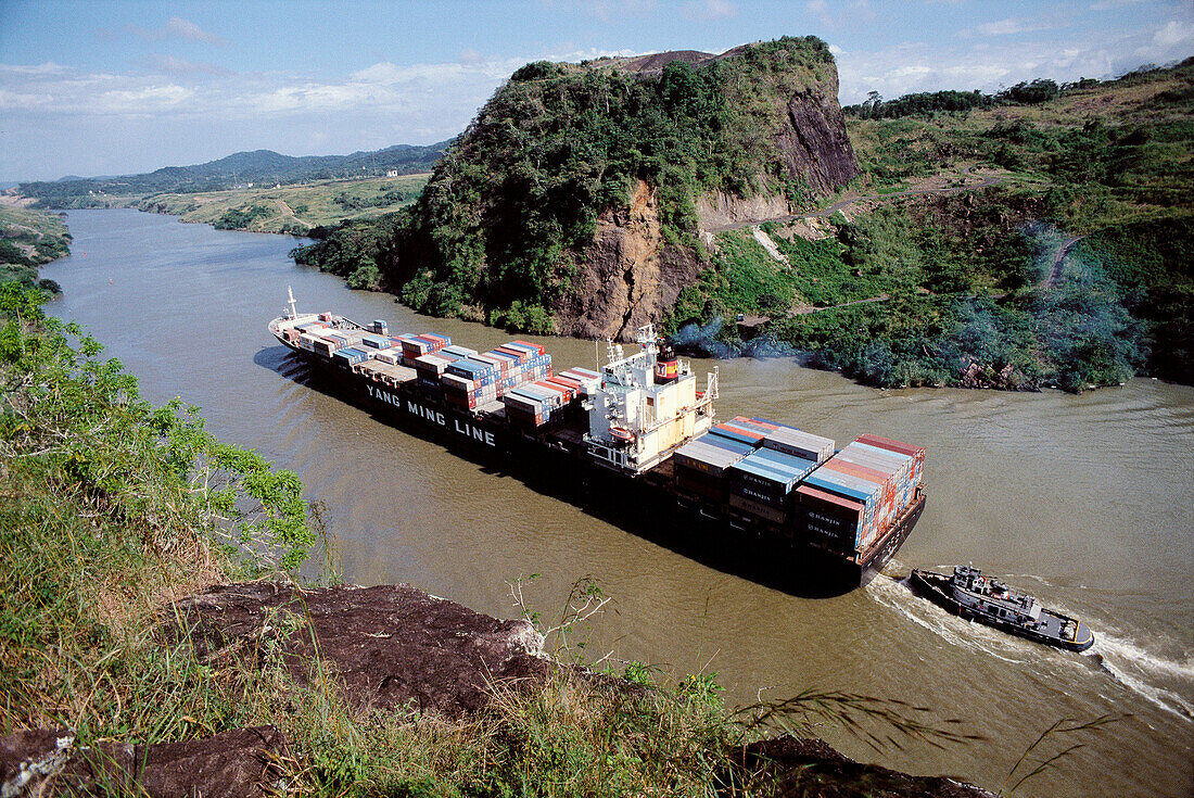 The Gaillard Cut (formerly Culebra Cut), Panama Canal. Panama