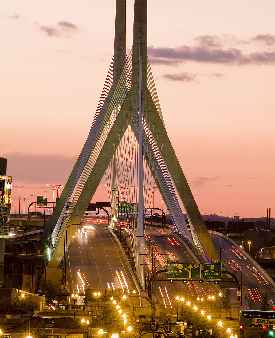 Zakim Bridge over Charles River in Boston, Massachusetts, USA