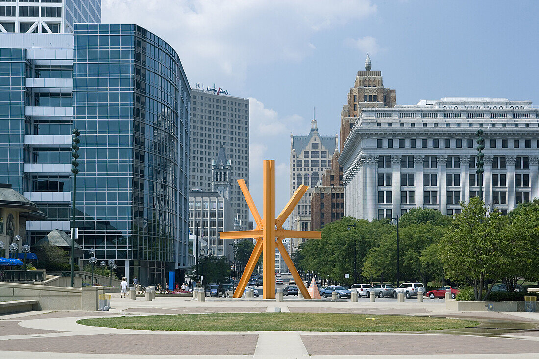 The Calling, sculpture by Mark di Suvero, Wisconsin Drive, Milwaukee, Wisconsin, USA