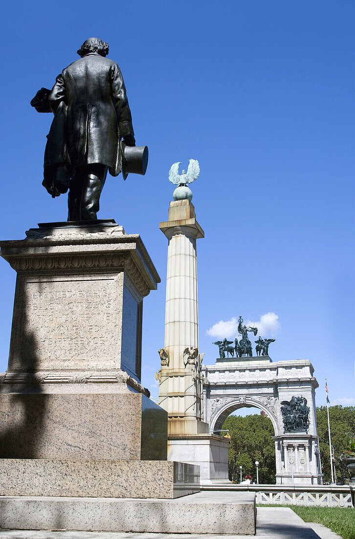 Stranahan statue in Grand Army Plaza, Brooklyn, New York, USA