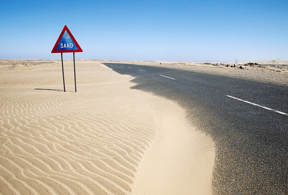 Traffic sign East of Luderitz. Namibia