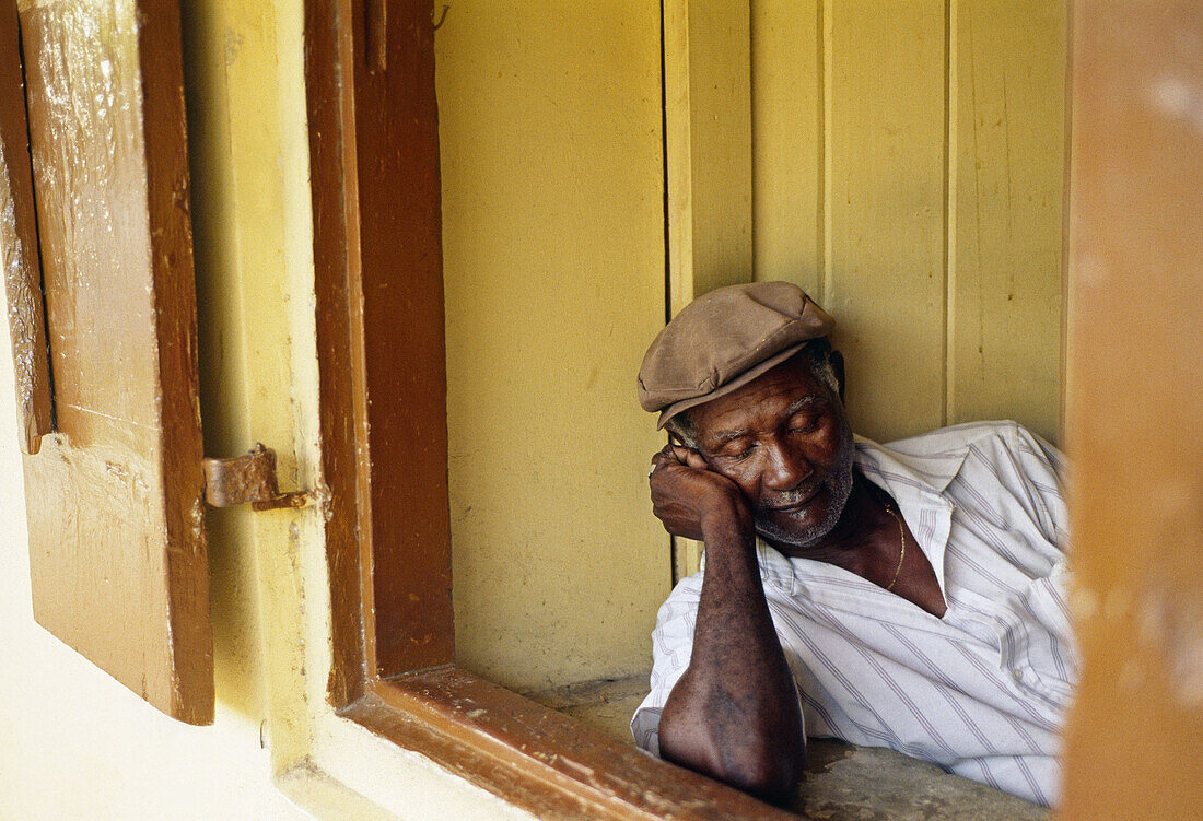 Man. Saint John's. Antigua island. Antigua and Barbuda. West Indies. Caribbean.