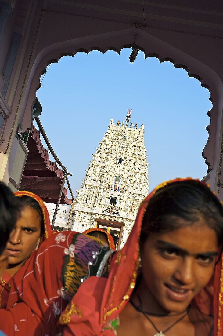 Temple, Pushkar camel fair. Pushkar. Rajasthan. India. Asia