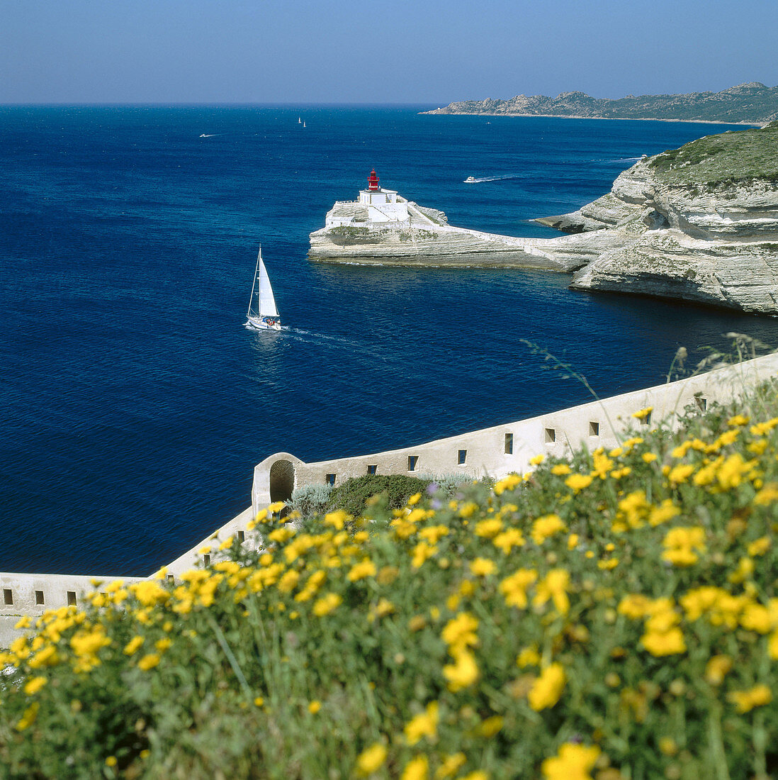 Leuchtturm La Madonetta, Bonifacio. Korsika, Frankreich