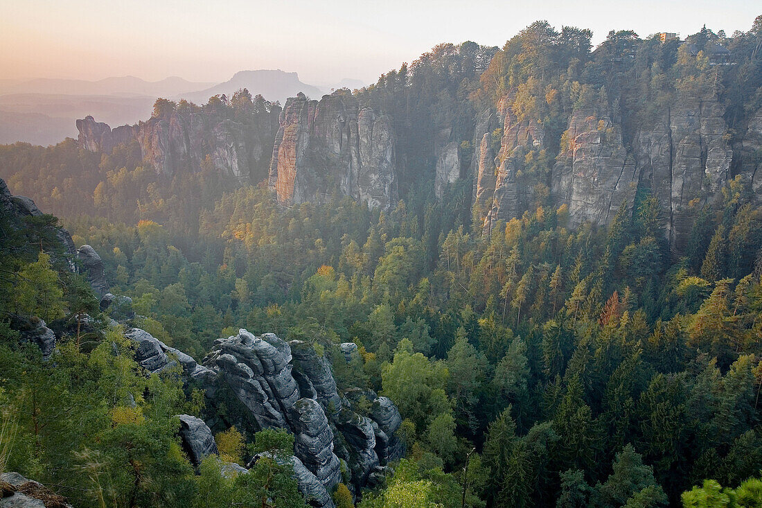 Landscape in Bastei area. Sachsische Schweiz National Park. Saxony. Germany