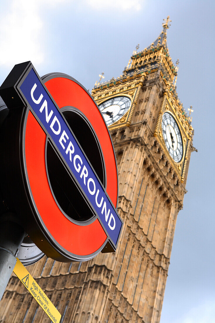 Big Ben and Westminster underground station, London, England, Britain, United Kingdom