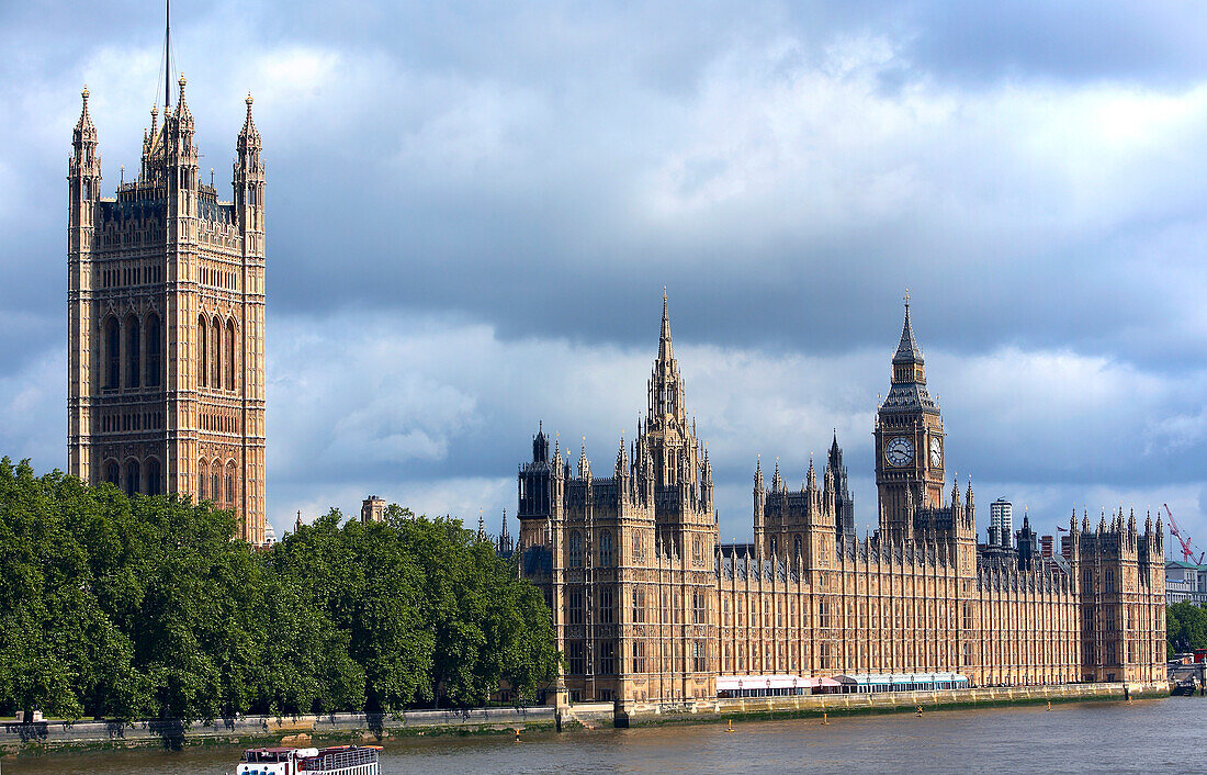 Big Ben und Houses of Parliament, Themse, London, England, Großbritannien