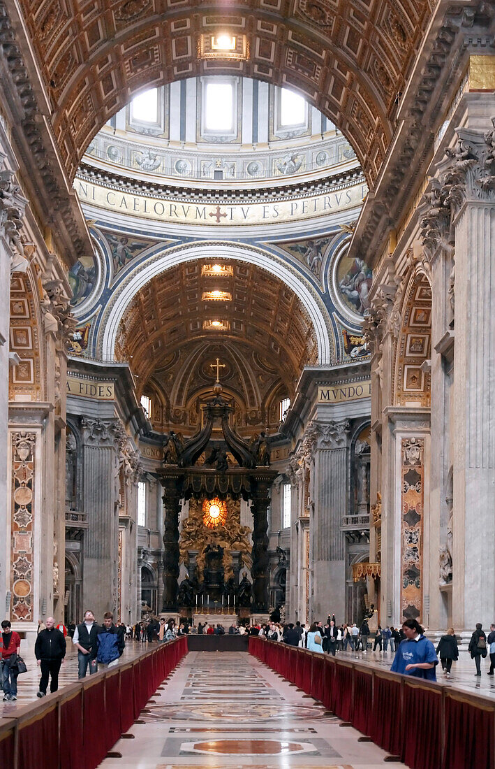 Tourists visiting St. Peter's Basilica, Vatican City, Rome, Italy