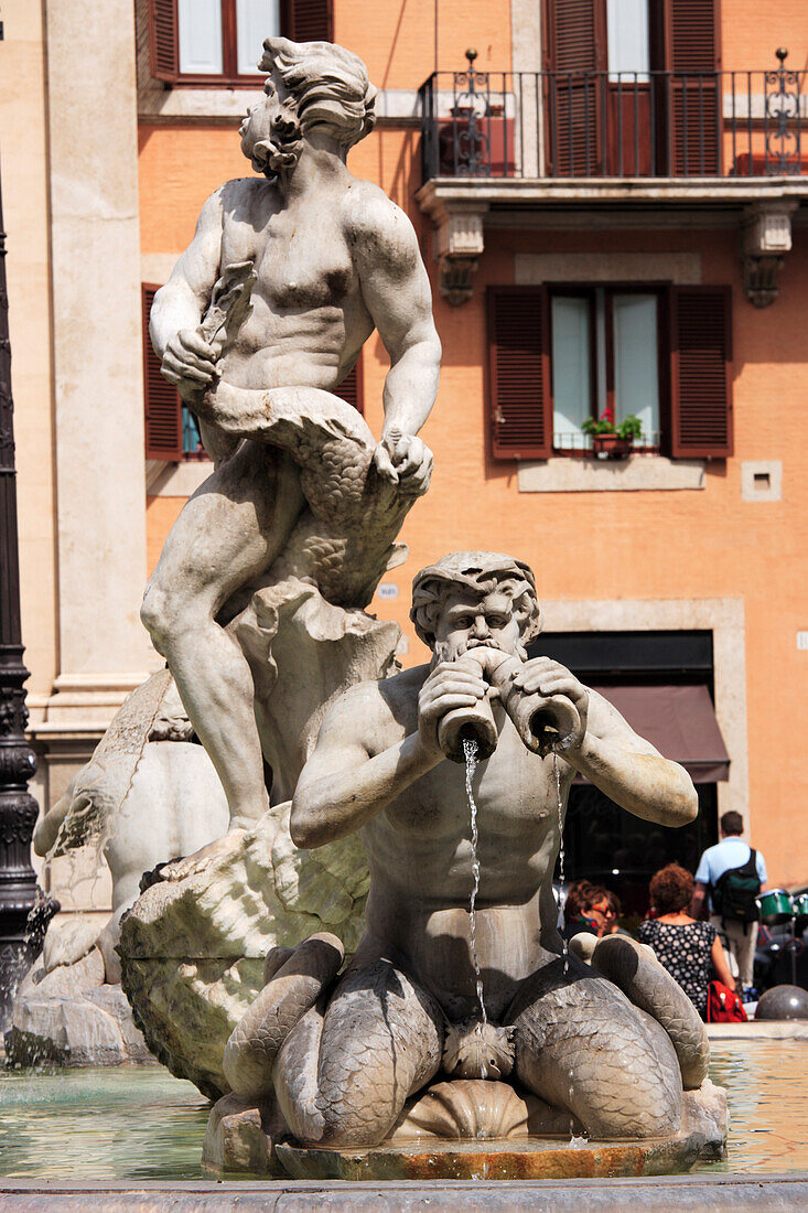 Part of the Fontana del Moro, Piazza de Navona, Rome, Italy