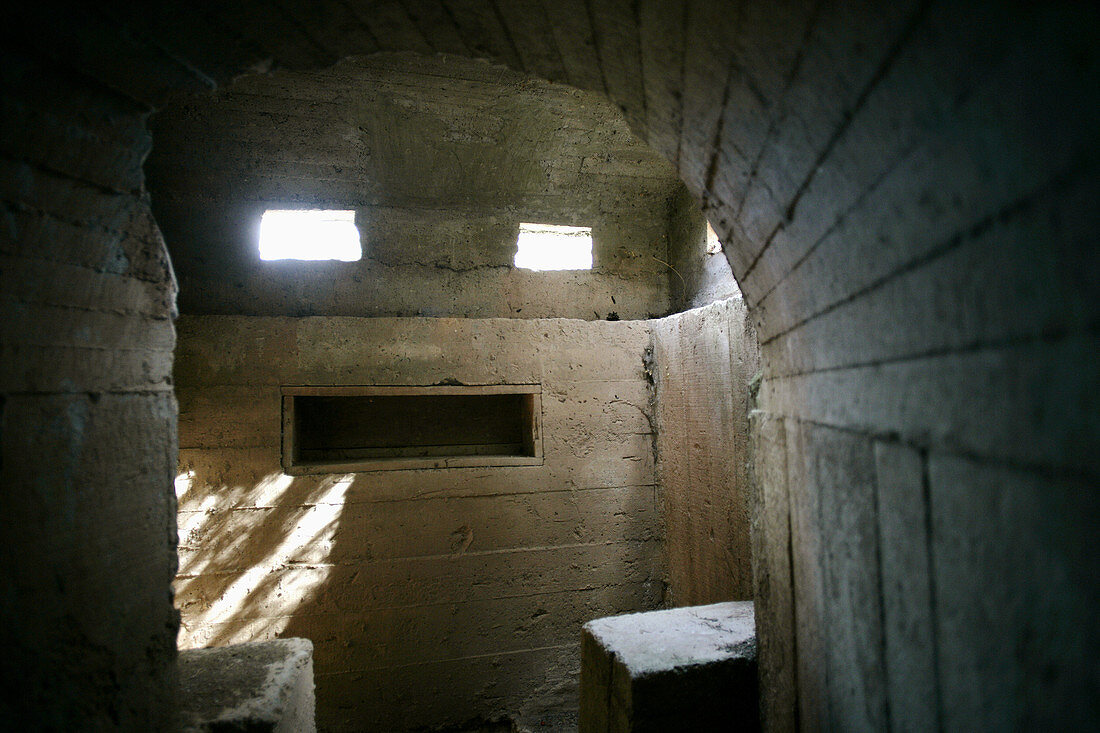 Bunkers from 'La linea P' through the Pyrenees border between Spain and France. Pyrenees. Catalonia. Spain