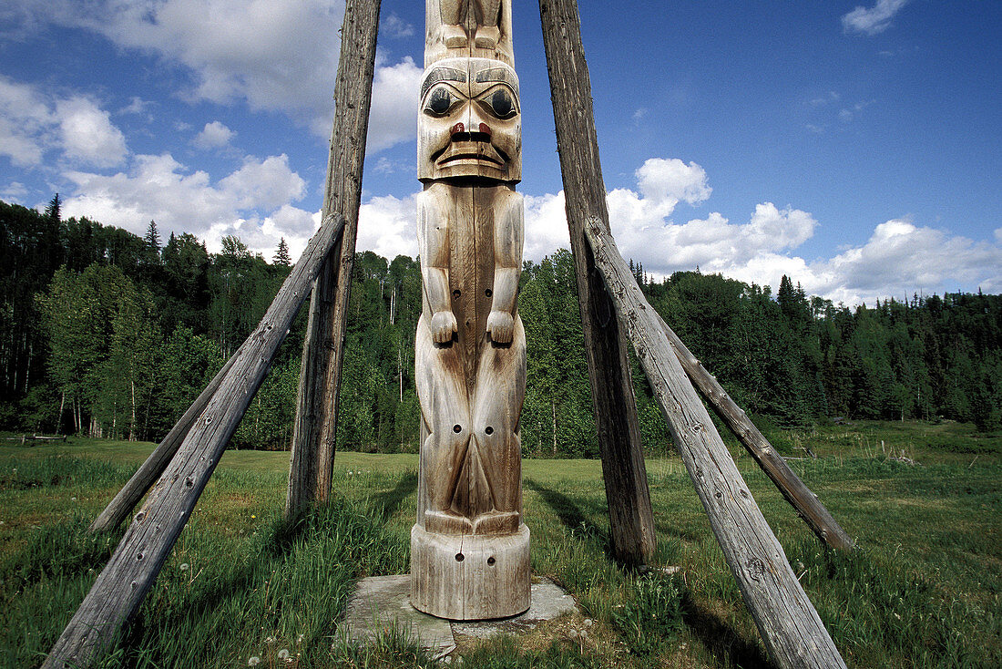 Totem at Kitwanga. Oldest totems in the world. British Columbia. Canada
