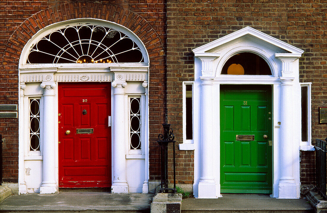 Painted front doors on Merrion Square, Dublin, Ireland, Europe