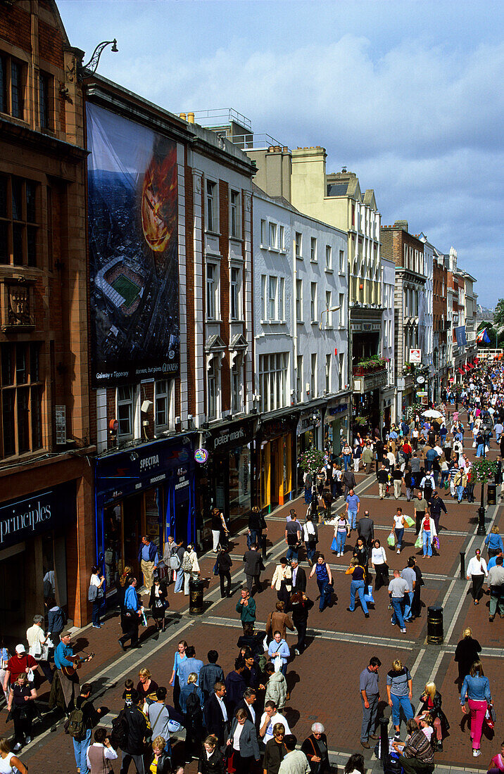 Crowd at shopping street Grafton Street, Dublin, Ireland, Europe