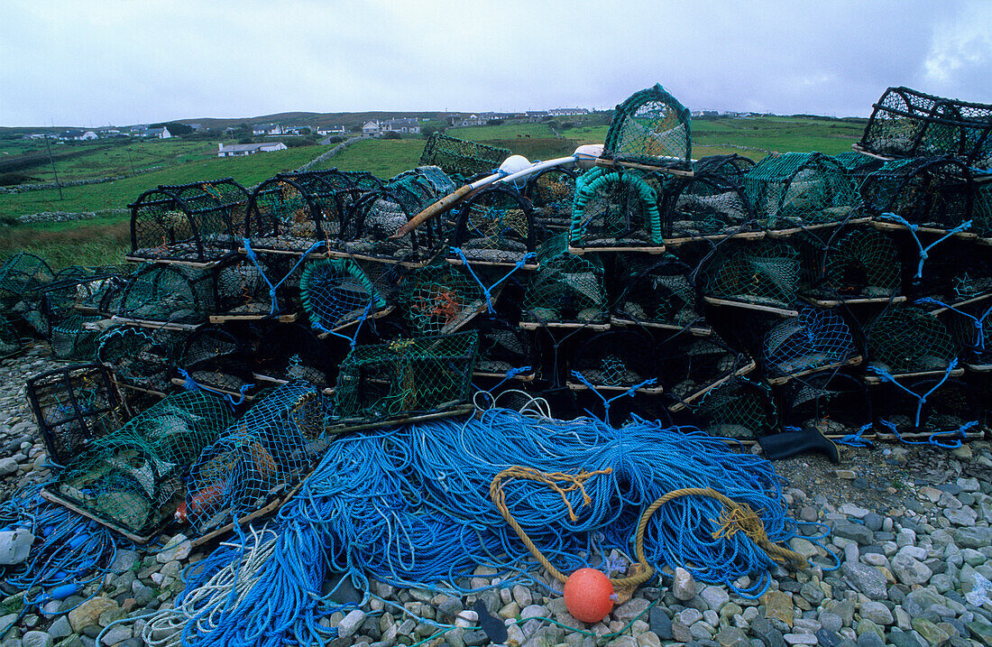 Lobsterpots near Gortahork, County Donegal, Ireland, Europe