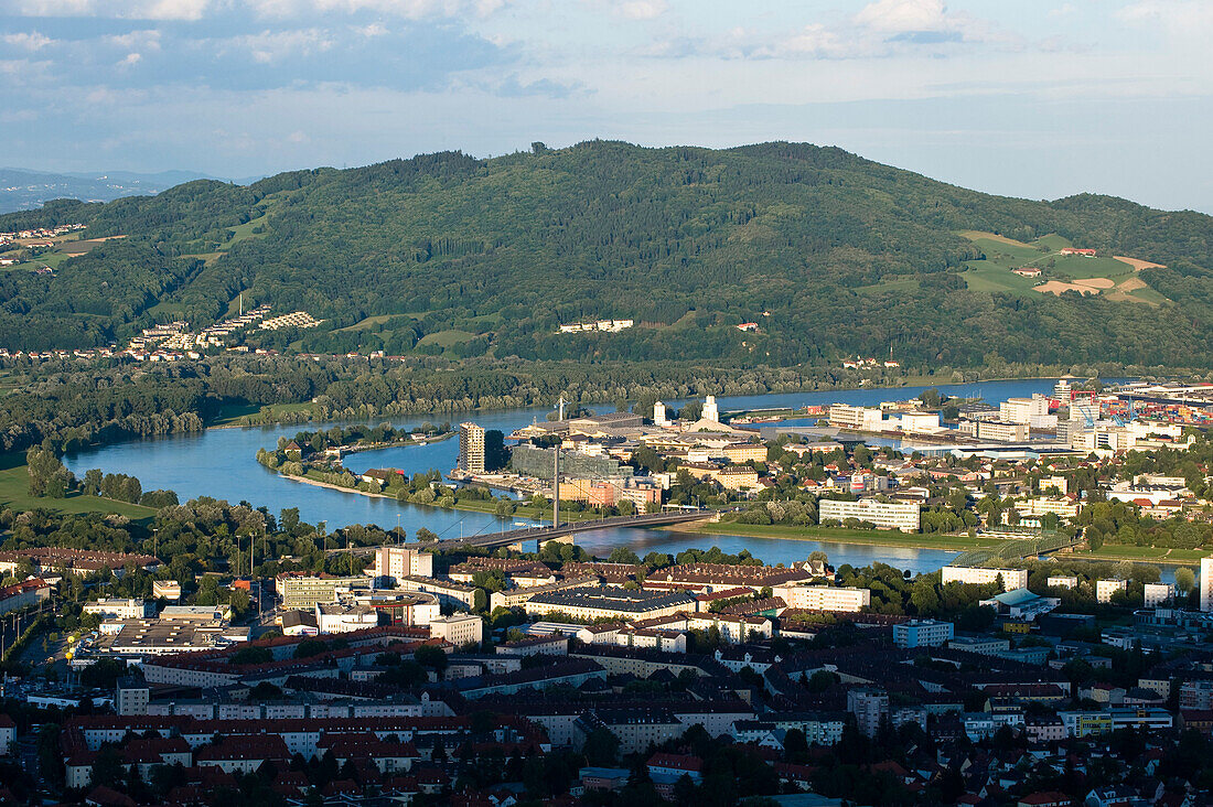 View at the town Linz on the Danube, Linz, Upper Austria, Austria