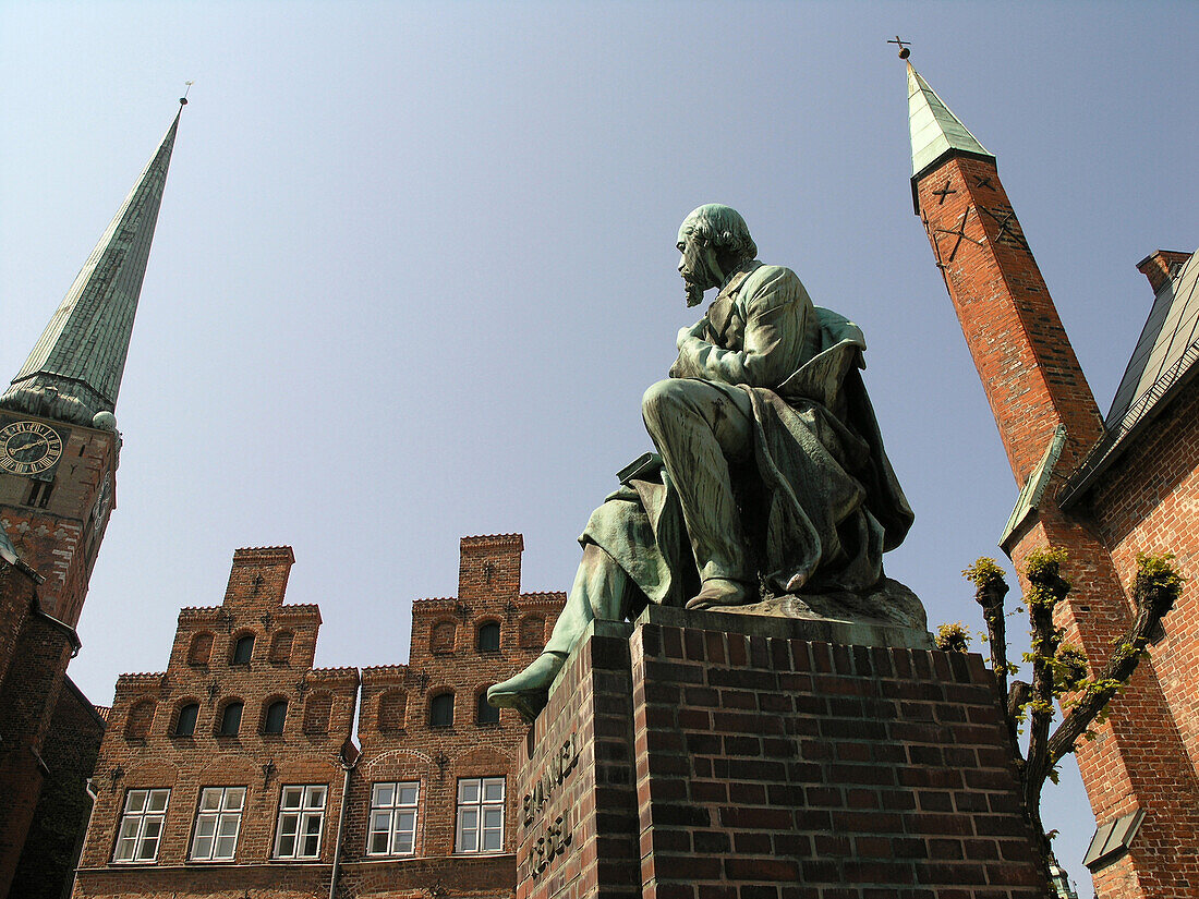 Statue of Emanuel Geibel, Lubeck, Schleswig Holstein, Germany