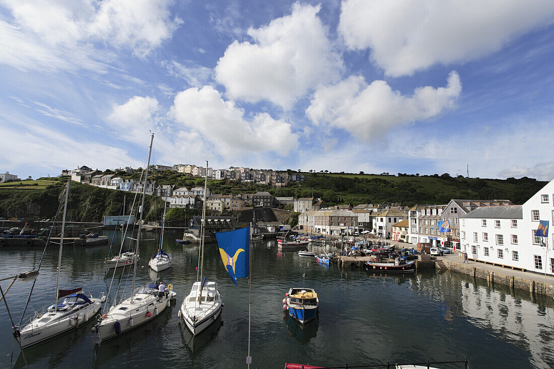 Sailing boats in harbor, Mevagissey, Cornwall, England, United Kingdom