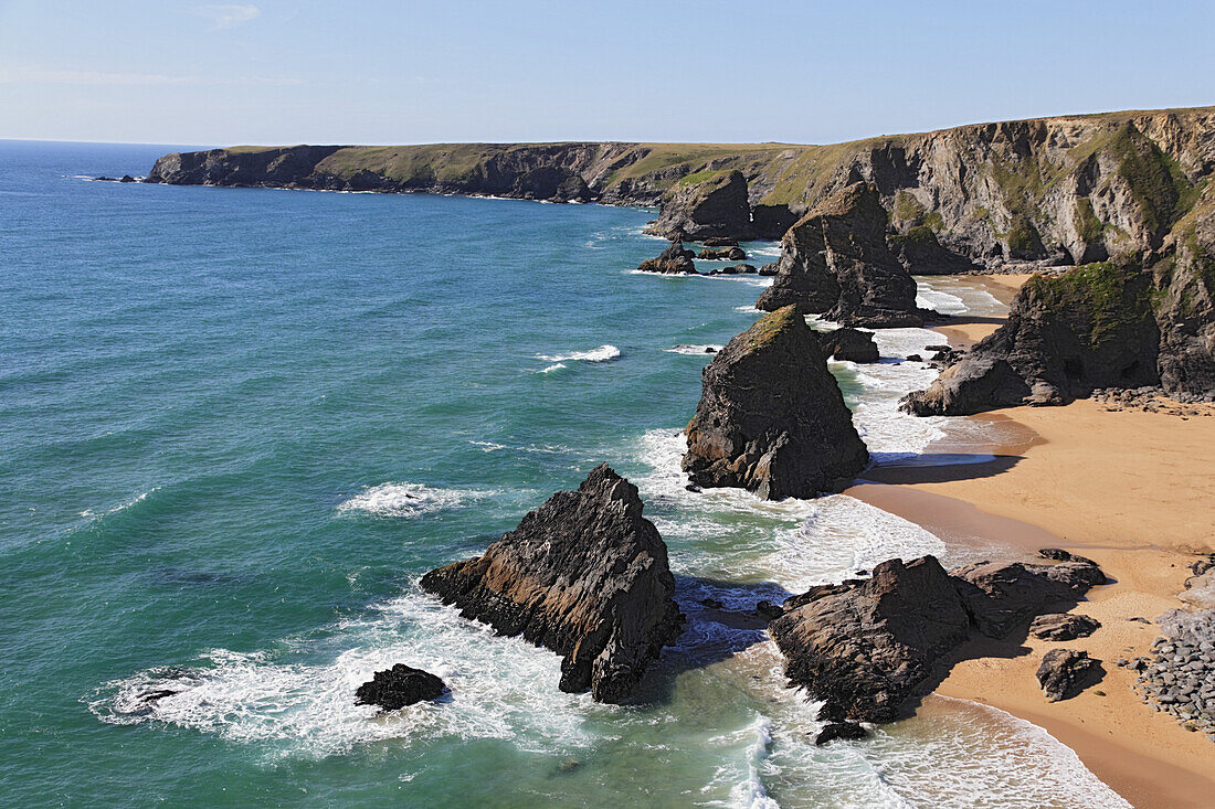 Bedruthan Steps, St Eval, Wadebridge, Cornwall, England, Großbritannien