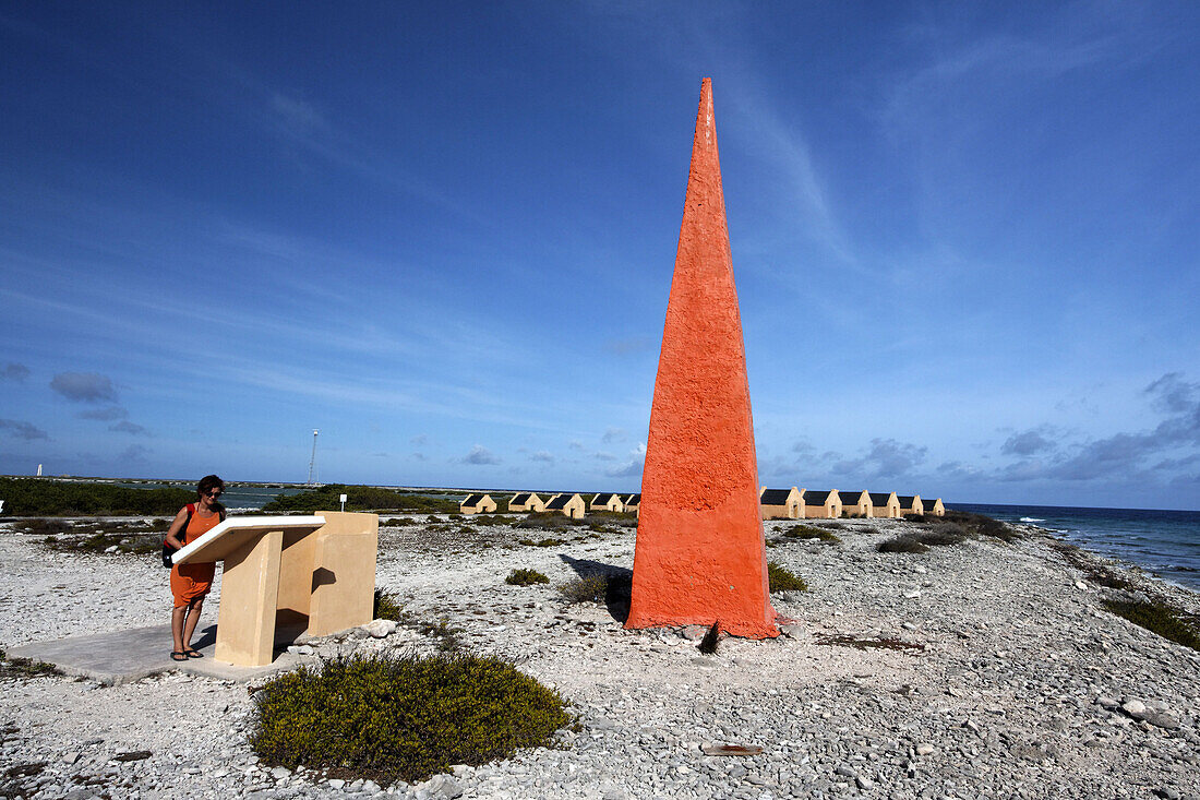 West Indies, Bonaire, Orange Obelisk, slave huts, historic landmark