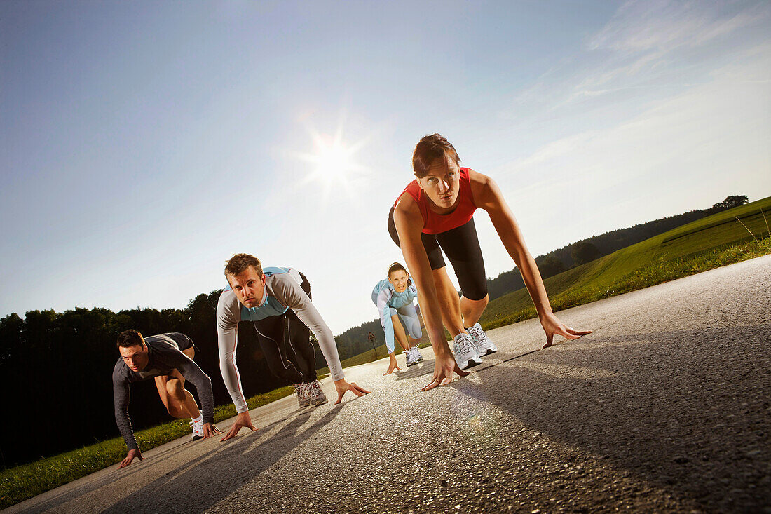 Runners starting, Munsing, Bavaria, Germany