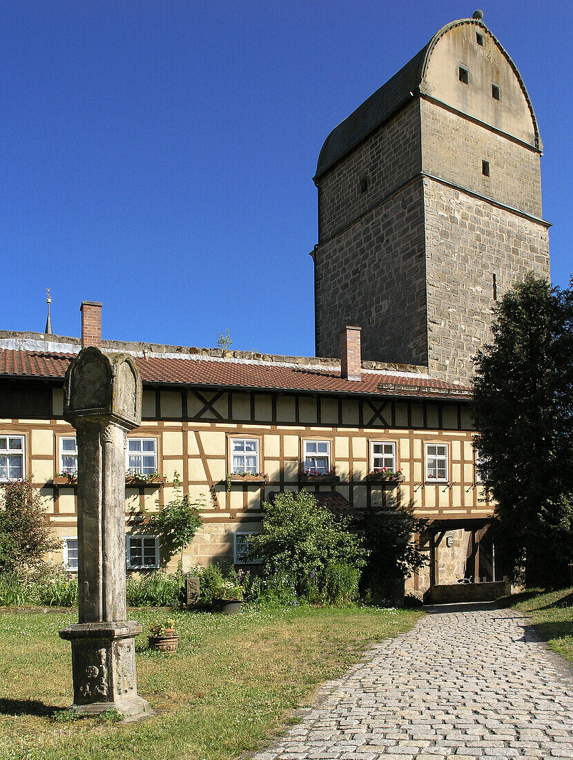 Town gate, Sesslach, Franconia, Bavaria, Germany