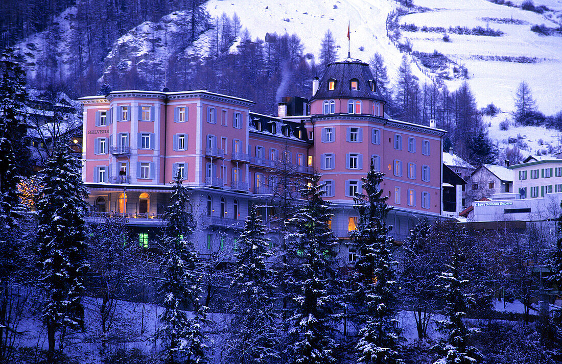 Das Hotel Belvedere in Schuls, Unterengadin, Engadin, Schweiz