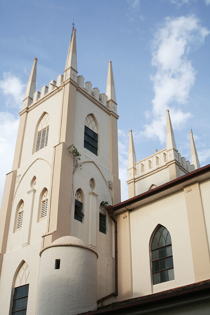 Neo-Gothic St. Francis Xaver's catholic Church (build 1849), Melaka Town, Malacca, Malaysia, Asia