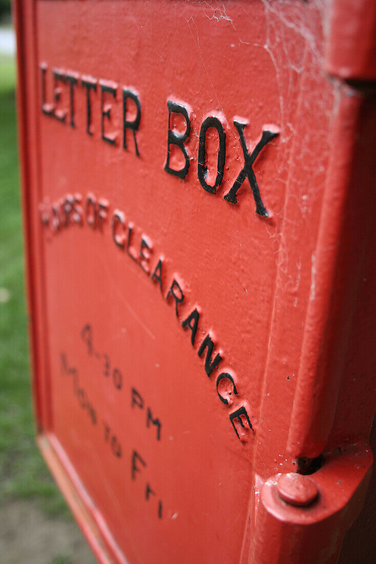 Red letter box in Ross, Tasmania, Australia