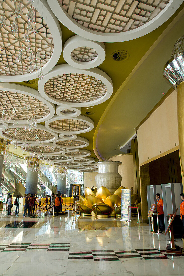 Asia, China, Macau, Grand Lisboa casino atrium entrance interior