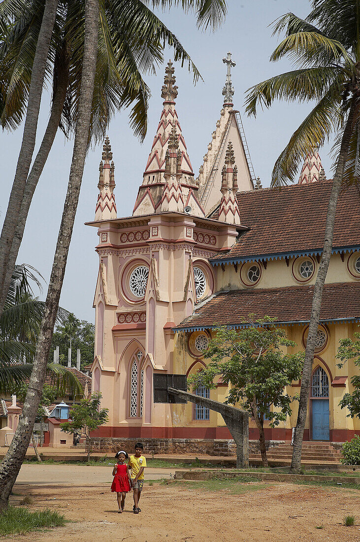 Kottakavu church, one of the eight founded by Thomas, showing the New Church, completed in 1938, in Gothic style. India