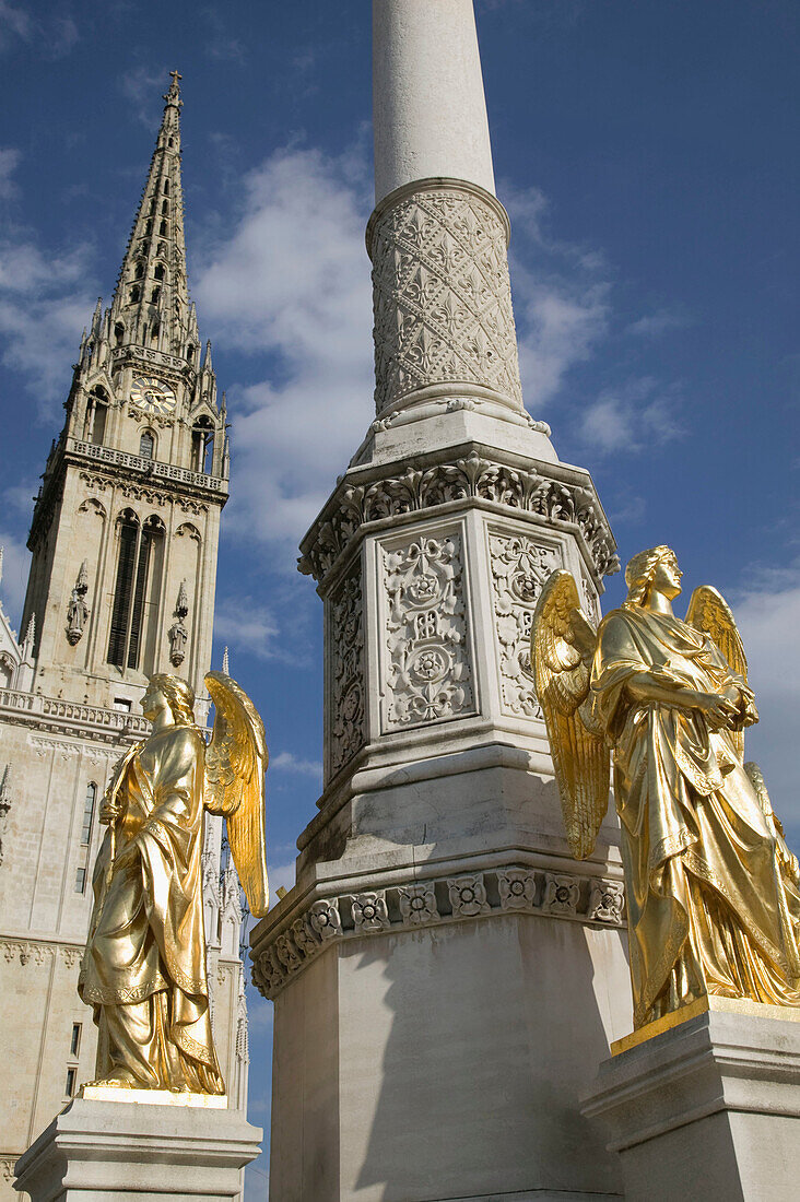 Croatia. Zagreb. Cathedral of the Assuption of the Blessed Virgin Mary. Gilded Angel Statues