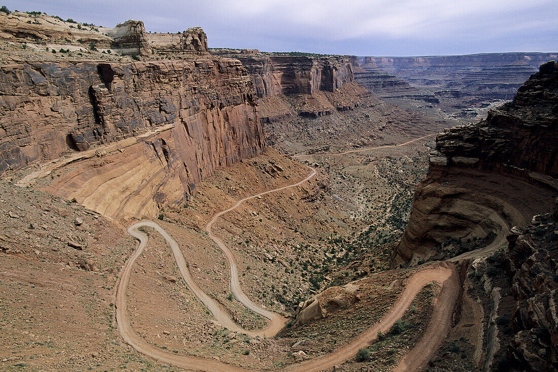 Shafer Trail Road and Shafer Canyon, Island in the Sky District, Canyonlands National Park, Utah, USA