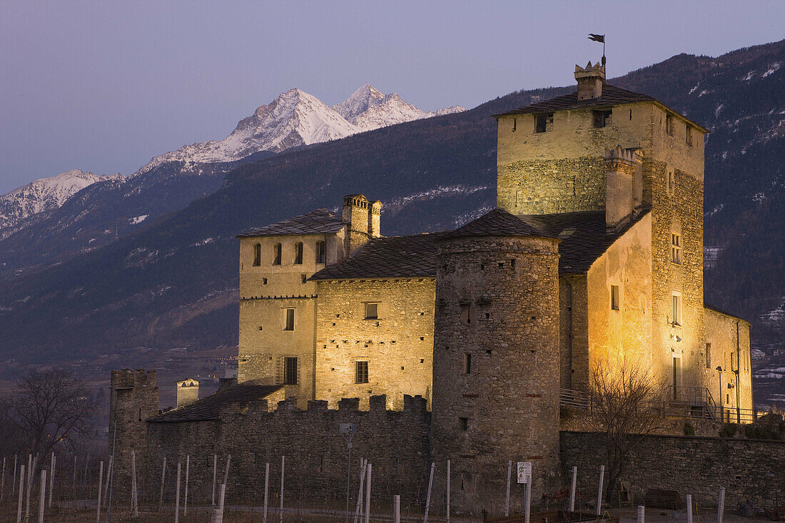 Sarriod de la Tour castle, Gran Paradiso National Park. Val d'Aosta, Alps, Italy