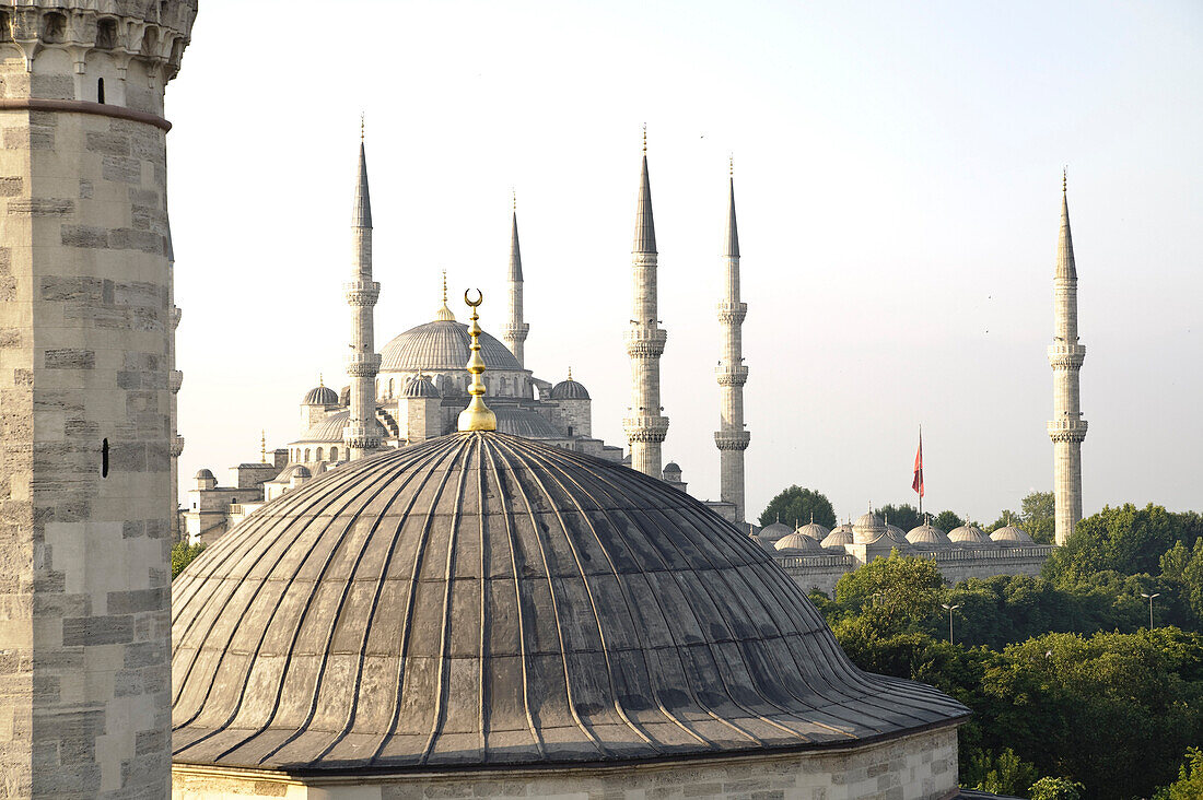 Blue Mosque, Sultan Ahmed Mosque, Sultanahmet Camii and Firuz Aga Mosque, Firuz Aga Camii, Istanbul, Turkey, Europe