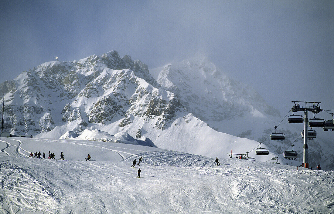 Skilift am Motta Naluns, Scuol, Unterengadin, Engadin, Graubünden, Schweiz