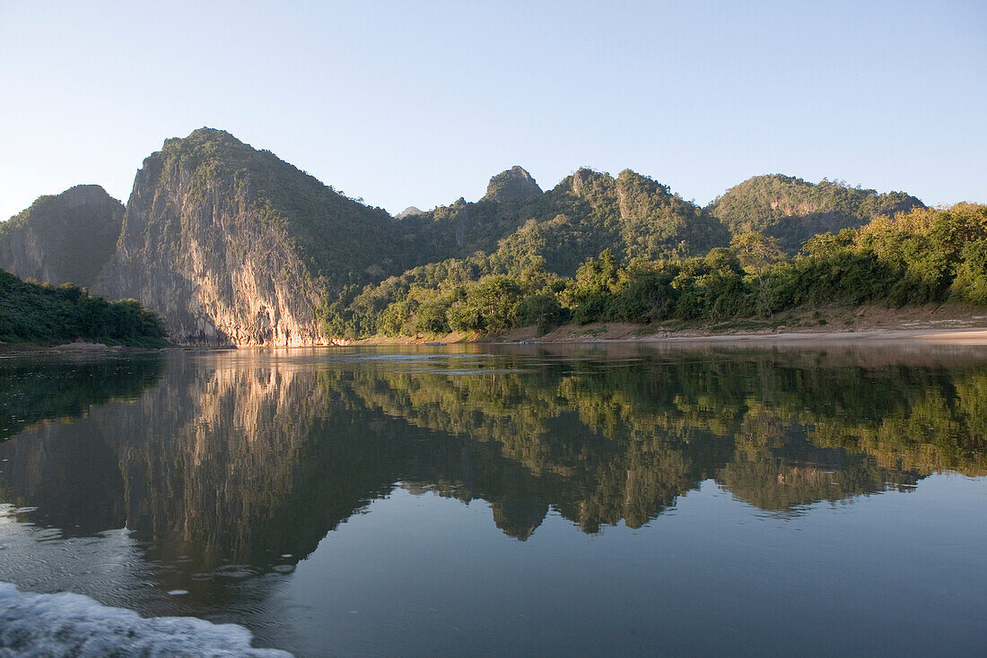 Karst mountains at the river Mekong, Luang Prabang province, Laos