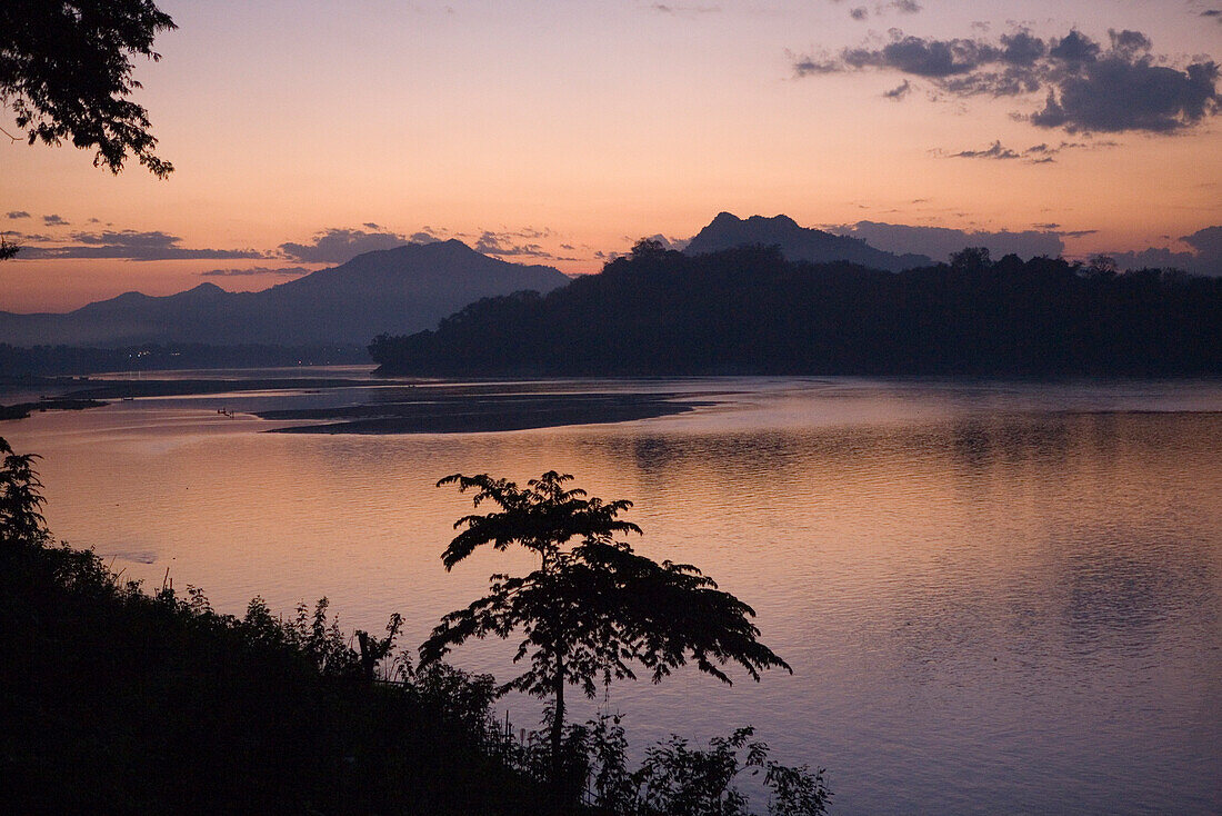 Afterglow at the river Mekong, Luang Prabang, Laos