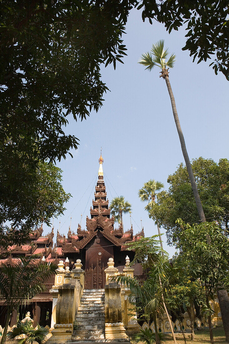 Chinese Shwe In Bin monastery built of ebony in Mandalay, Myanmar, Burma