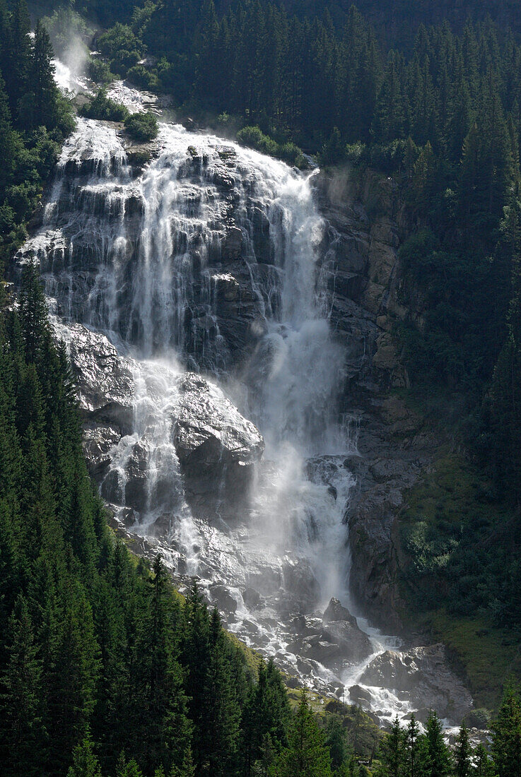 waterfall Grawa Wasserfall, Grawafall, Stubaier Alpen range, Stubai, Tyrol, Austria