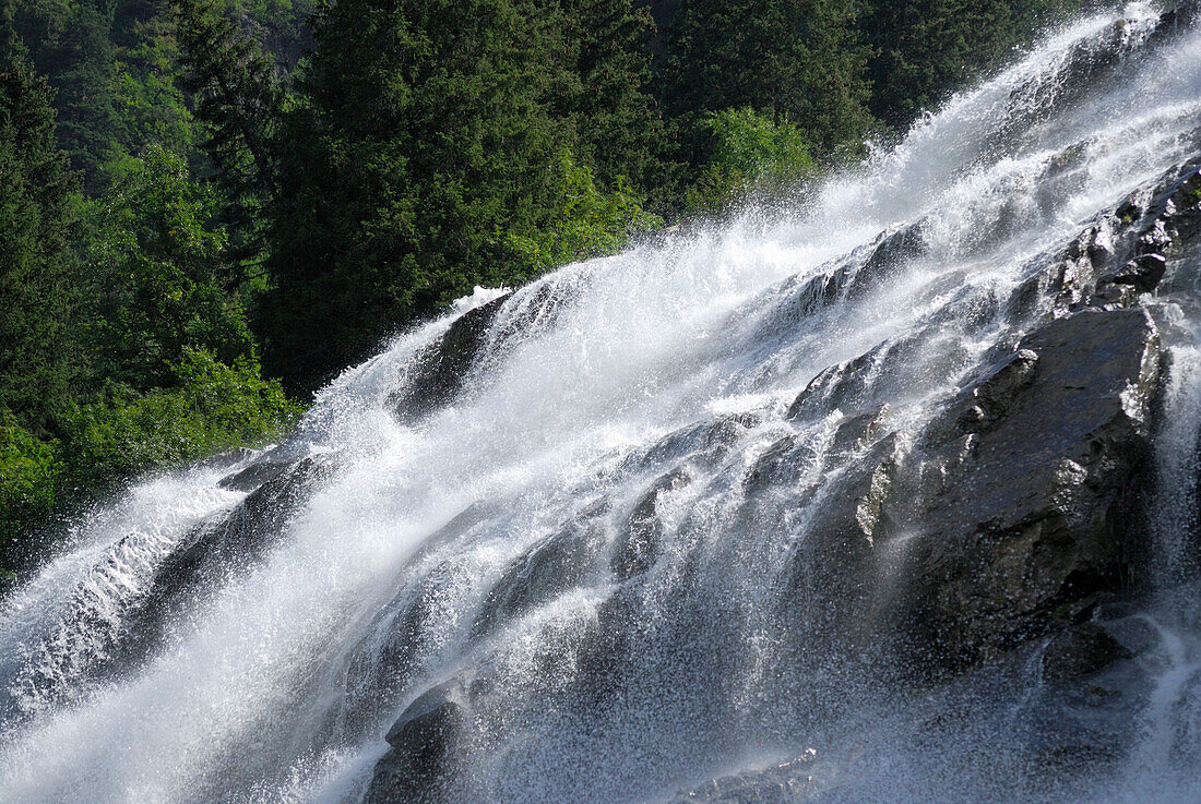 waterfall Grawa Wasserfall, Grawafall, Stubaier Alpen range, Stubai, Tyrol, Austria