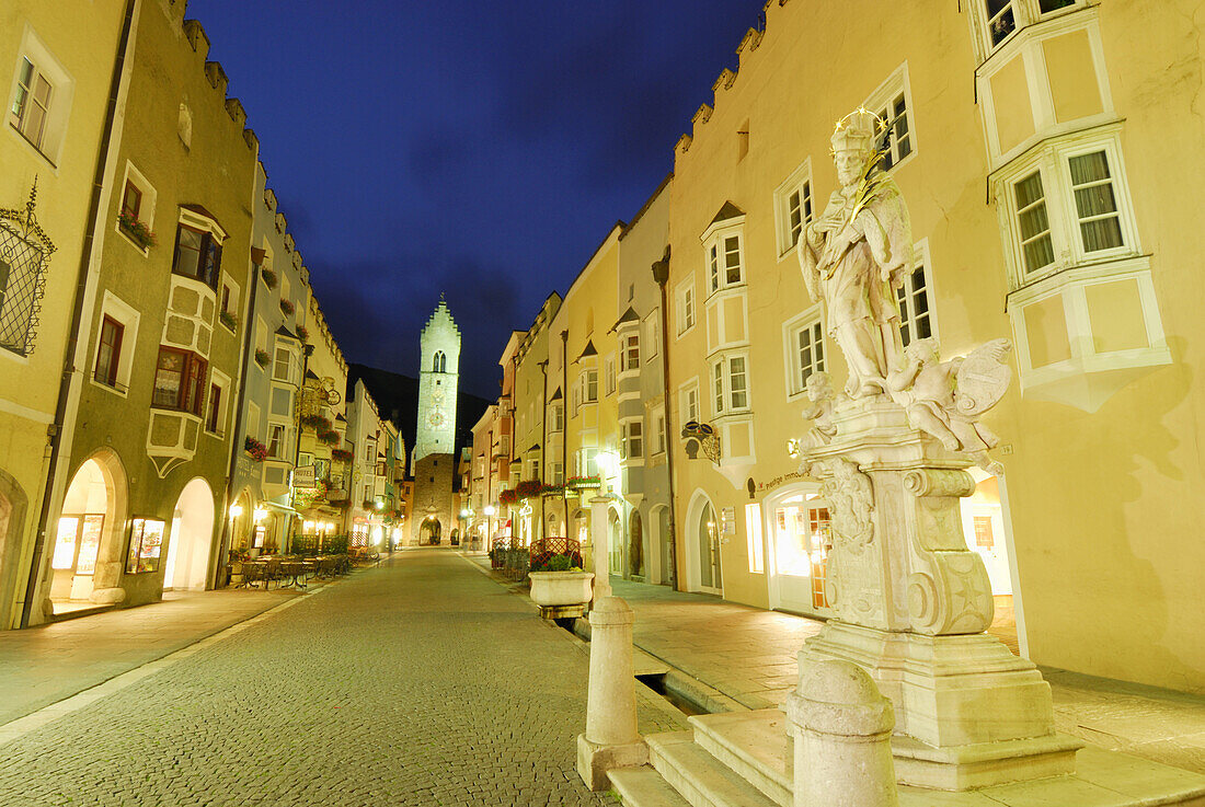 Illuminated pedestrian zone, Sterzing, Trentino-Alto Adige/Südtirol, Italy