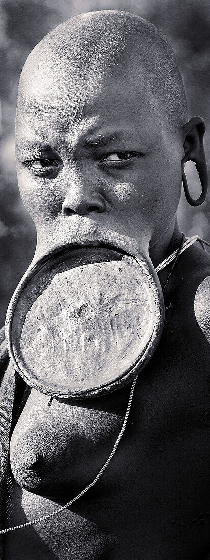 Surma woman. South Ethiopia. African tribes