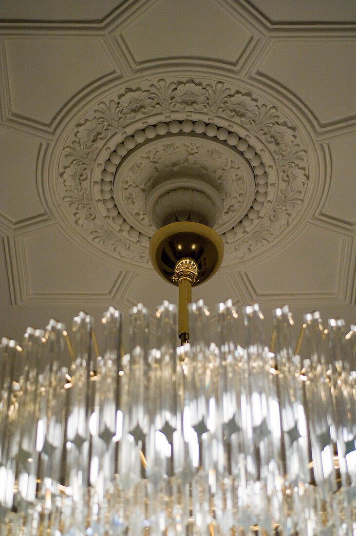 Close up of a chandelier in the Ring suite of The Ring Hotel, Luxury hotel, Vienna, Austria